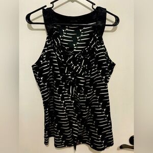The Limited Black and White Tie Front Sleeveless Tank Top